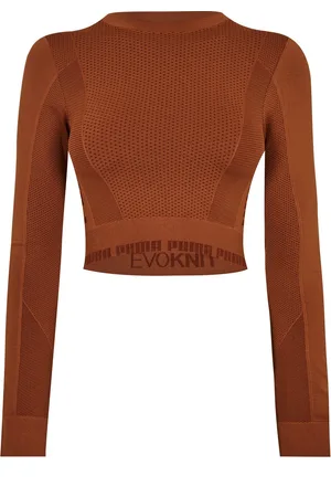 PUMA Womens Evoknit Seamless Long Sleeve Crop Top - Nylon - Size 12 UK