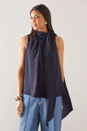 wallis Womens Sleeveless Woven Tie Neck Top - - Size 14 UK