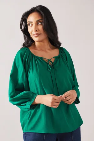 wallis Womens Petite Tie Neck Puff Sleeve Top - - Size 16 UK