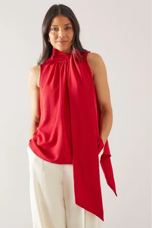 wallis Womens Sleeveless Woven Tie Neck Top - - Size 16 UK