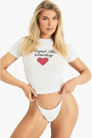 Boohoo Womens Found Her Cowboy Baby Tee - Cotton - Size 10 UK