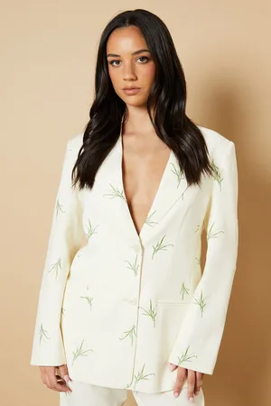 Oasis Womens Floral Embroidered Tailored Blazer - - Size 14 UK
