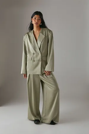 warehouse Womens Raw Edge Relaxed Satin Blazer - - Size 8 UK