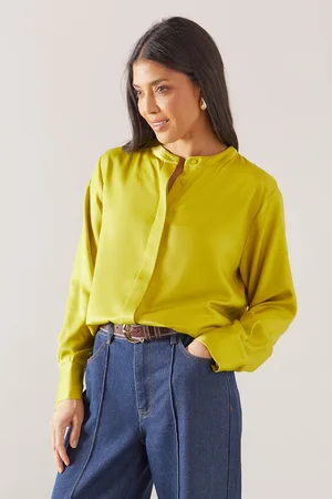 wallis Womens Viscose Mix Satin Collarless Overhead Shirt - - Size 14 UK