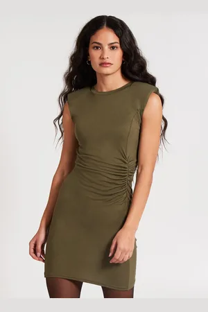 Pink Vanilla Womens Ruched Side Ribbed Dress - - Size Small
