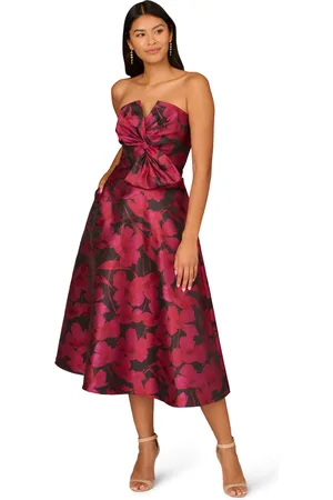 Adrianna Papell Womens Floral Jacquard Midi Dress - - Size 16 UK