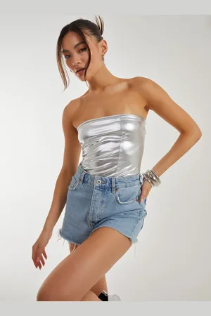 Pink Vanilla Womens Metallic PU Corset Top - Size 6 UK