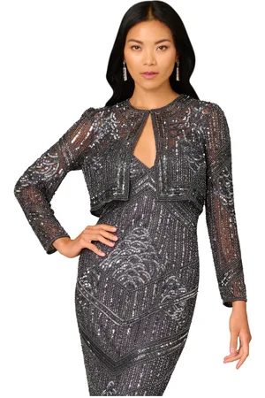 Adrianna Papell Womens Beaded Long Sleeve Jacket - - Size Small
