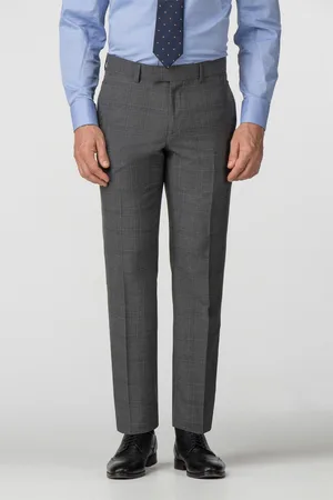 Scott & Taylor Mens Charcoal Check Tailored Fit Trousers - - Size 46 Regular