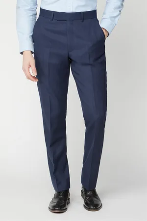 Racing Green Mens Texture Birdseye Performance Regular Fit Suit Trouser - Size 46 Long