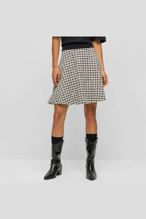 HUGO BOSS Womens Romesi Skirt in Black-White Cotton - Size 4 UK