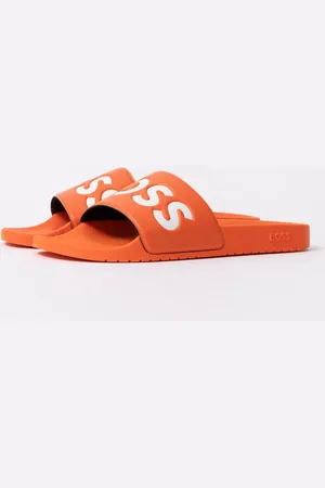 HUGO BOSS Aryeh Mens Italian-Made Slides With Large Logo Detail - Size UK 8