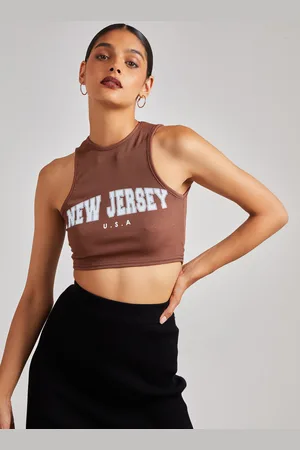 Pink Vanilla Womens Printed Ribbed Crop Top - - Size Large