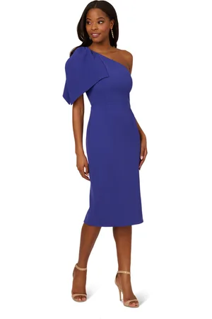 Adrianna Papell Womens One Shoulder Bow Midi Dress - - Size 18 UK