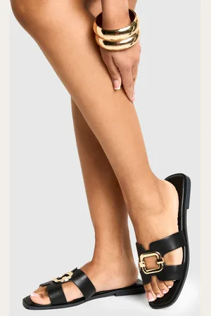 Boohoo Womens Metal Trim Cutout Sandals - - Size UK 8