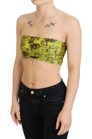 John Galliano WoMens Newspaper Print Cropped Blouse Nylon - Size Small