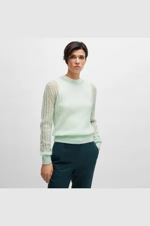 HUGO BOSS Womens FamilianaFine-Gauge Sweatshirt in Wool - Size Small