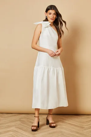 Oasis Womens Bow Shoulder Detail Midi Dress - - Size 14 UK