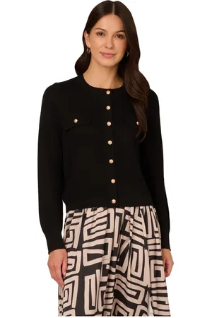 Adrianna Papell Womens Long Sleeve Button Front Cardigan Sweater With Chest Pockets - - Size X-Small