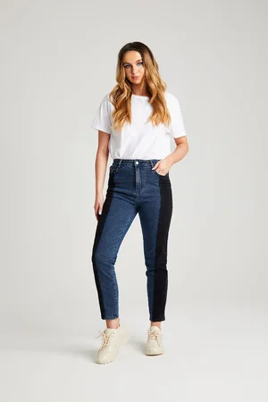 Urban Bliss Womens Blue Patchwork Mom Jean - - Size 12 UK