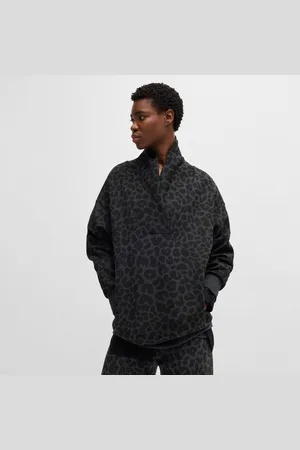 HUGO BOSS Womens Naomi X Animal-Print Sweatshirt in Cotton - Size Small