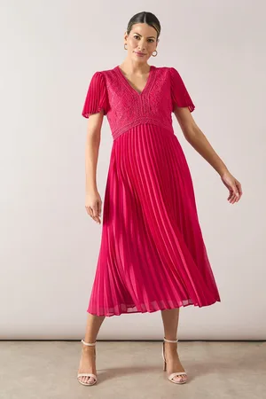 wallis Womens Lace Pleated Sleeve Midi Dress - - Size 20 UK