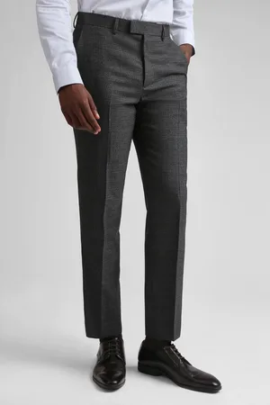 Ted Baker Mens Ash Charcoal Semi Plain Regular Trousers - - Size 38 Regular