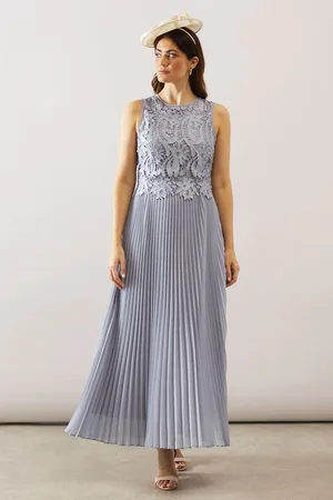 wallis Womens Lace Overlay Pleated Maxi Dress - - Size 18 UK