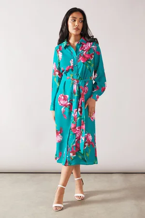 wallis Womens Petite Premium Floral Belted Shirt Dress - - Size 20 UK