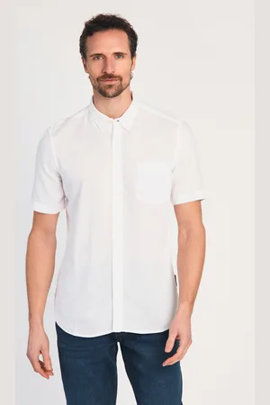 French Connection Mens Linen Blend Short Sleeve Chest Pocket Shirt - Size X-Large