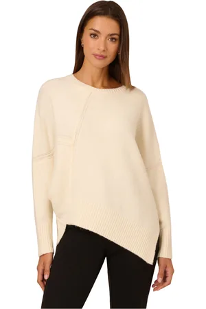 Adrianna Papell Womens Asymmetrical Cool Girl Sluchy Long Sleeve Pullover Sweater - - Size X-Small