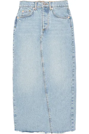 Raey Womens Split Back Organic Denim Midi Skirt in - Size 8 UK
