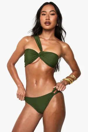 Boohoo Womens Premium Satin Asymmetric Halterneck Hipster Bikini Bottoms - - Size 8 UK