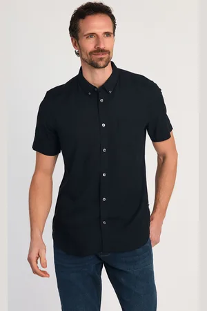 French Connection Mens Linen Blend Short Sleeve Chest Pocket Shirt - Size X-Large
