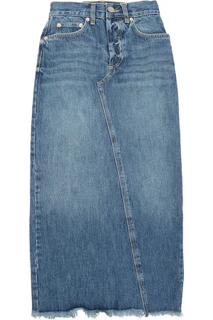 Raey Womens Split Back Organic Blend Denim Midi Skirt in - Size 4 UK