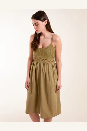 Blue Vanilla Womens Crochet Strap Midi Cami Dress - - Size Small