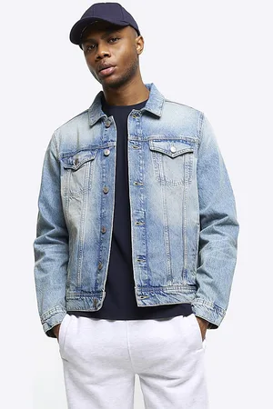 River Island Mens Denim Jacket Regular Fit Cotton - Size Large