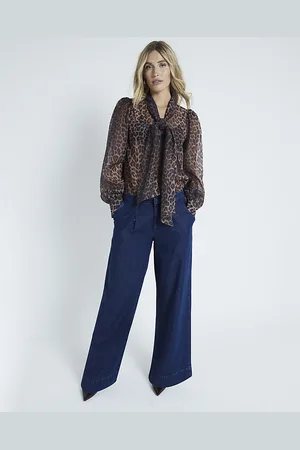 River Island Womens Straight Jeans Dark Tailored Relaxed Cotton - Size 12 Long