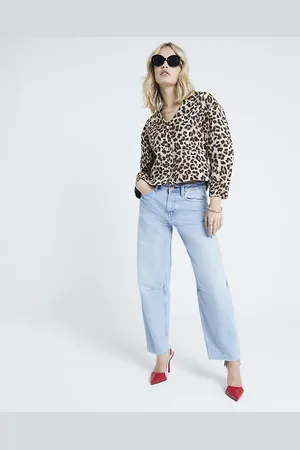 River Island Womens Barrel Leg Jeans Oversized Cotton - Size 16 Regular