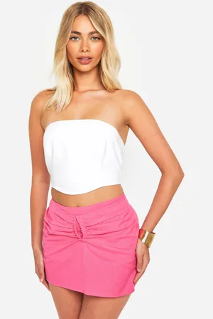 Boohoo Womens Cut Out Detail Linen Look Mini Skirt - Cotton - Size 8 UK