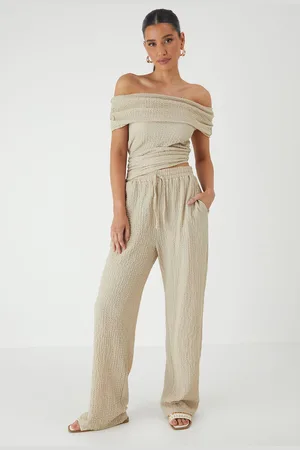 MissPap Womens Crinkle Textured Wide Leg Trousers - - Size 8 UK