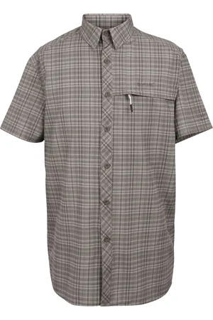 Regatta Mens Checked Packaway Travel Shirt (Treetop) - - Size 3XL
