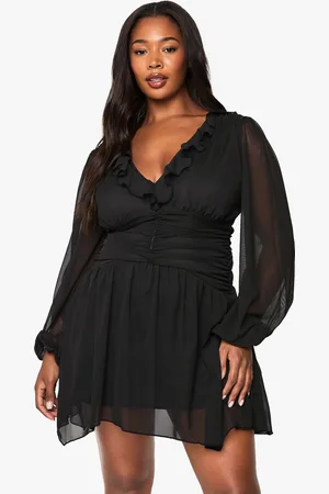 Boohoo Womens plus mesh ruffle skater dress - - Size 28 UK