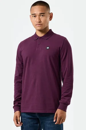Weekend Offender Mens Dice Badge Long Sleeve Polo Shirt in Cotton - Size X-Small