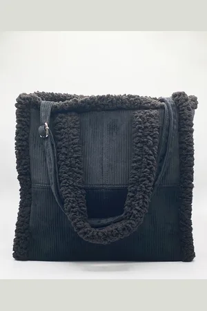 SVNX Womens Tessa Corduroy Tote Bag With Borg Lining - - One Size
