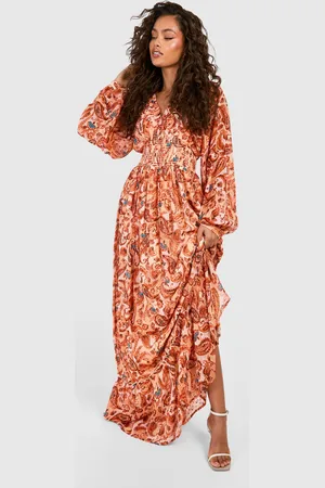 Boohoo Womens Paisley Print Long Sleeve Maxi Dress - - Size 8 UK