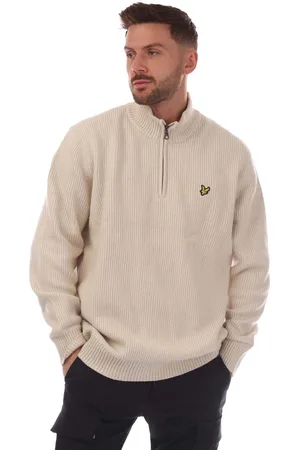 Lyle & Scott Mens And Shaker Stitch Quarter-Zip Sweater in Cotton - Size 3XL