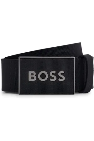 HUGO BOSS Mens Accessories Icon Textured Plaque Buckle Belt in Leather - Size 32 inch