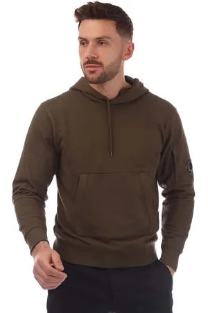C.P. Company Mens Diagonal Raised Fleece Lens Hoodie in Cotton - Size Small