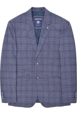 Lambretta Mens Bradley Checked Blazer (Slate) - - Size 44 inch